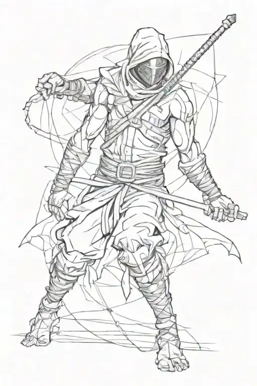 Ninja Warrior In Back Of The Body