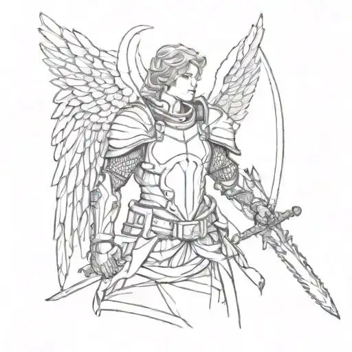 Angel With Armor Holding A Sword