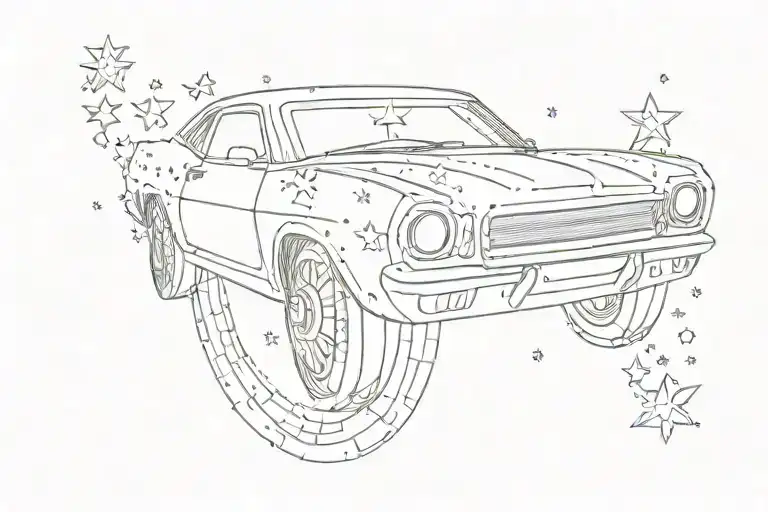 An Intricate Dotwork Design Of A Constellation Of Stars Forming The Shape Of A Ford Car Logo