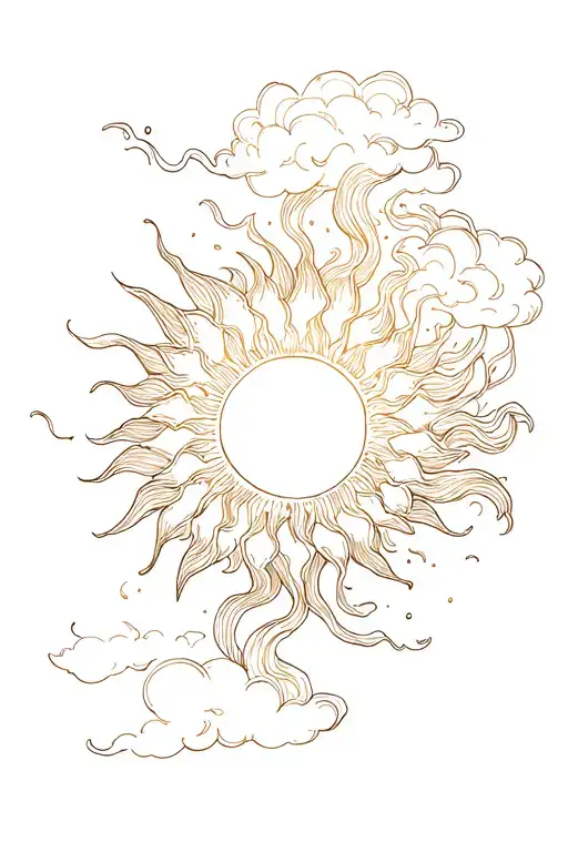 Ethereal Sun With Clouds Floating Around
