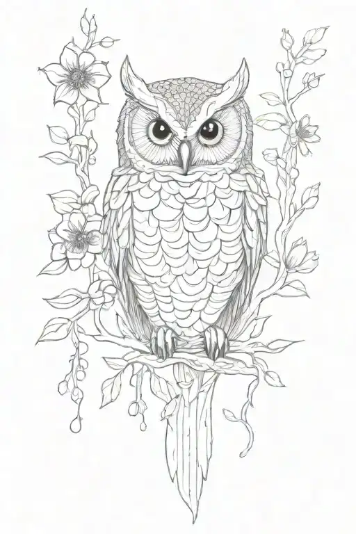 Owl And December Birth Flower And Branches