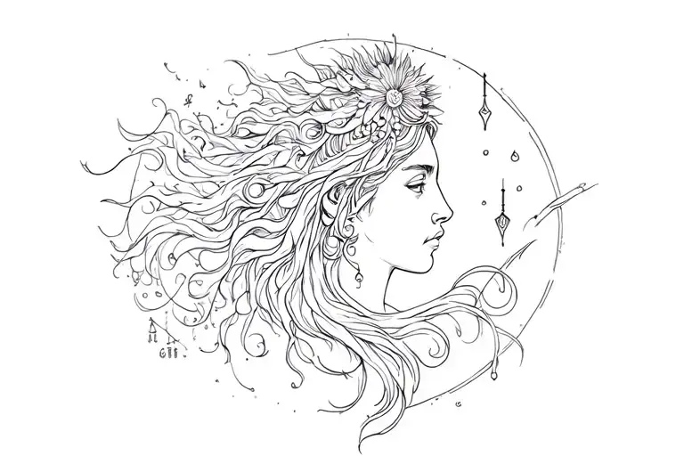 Virgo And Aquarius Tattoo Design Combining