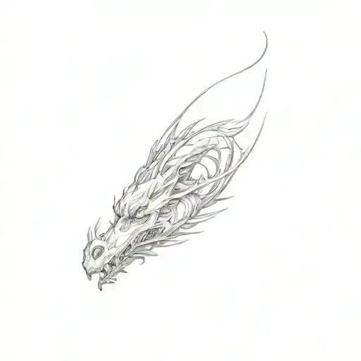A Black And White Drawing Of A Dragon