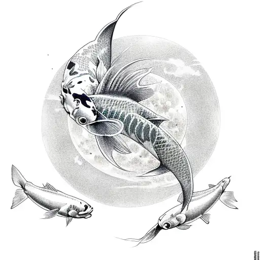 Sun And Moon Koi Fish
