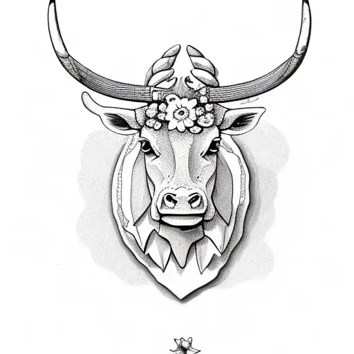 Western Style Longhorn With Flowers