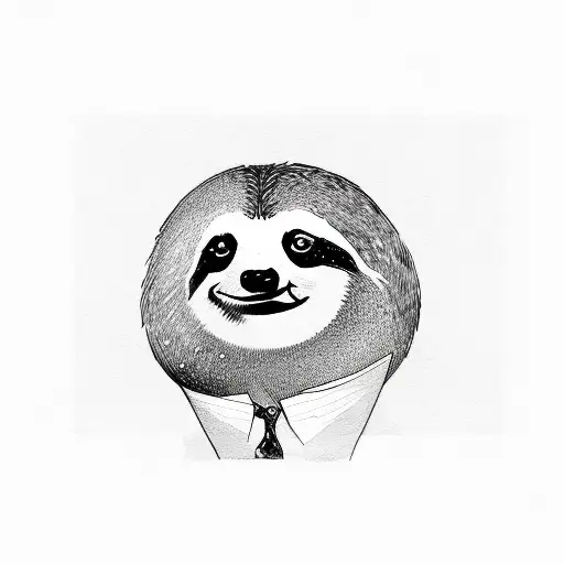 Cartoon Sloth With Laptop