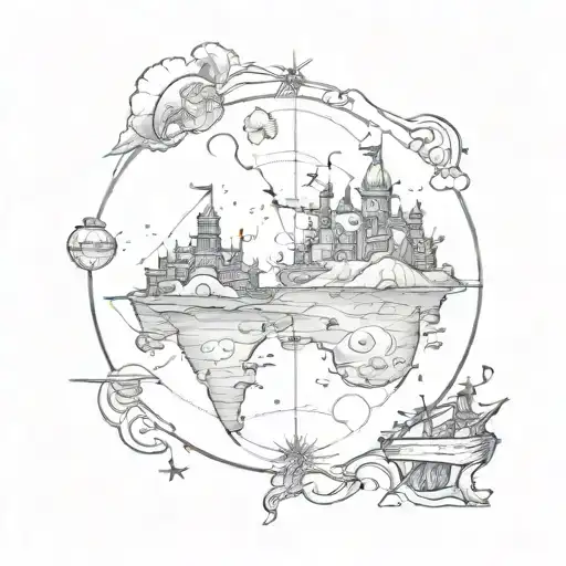 Sketch Style Tattoo Of The Treasure Planet Map With Hidden Details