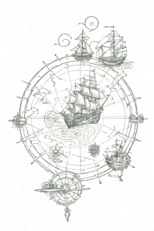 Sketch Style Tattoo Of The Treasure Planet Map With Hidden Details