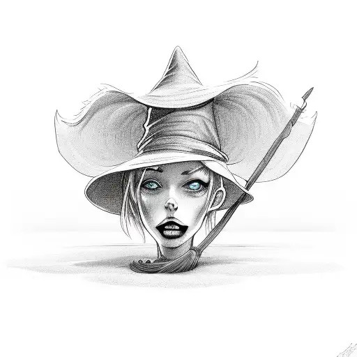 Witch Broom Whit A Hat