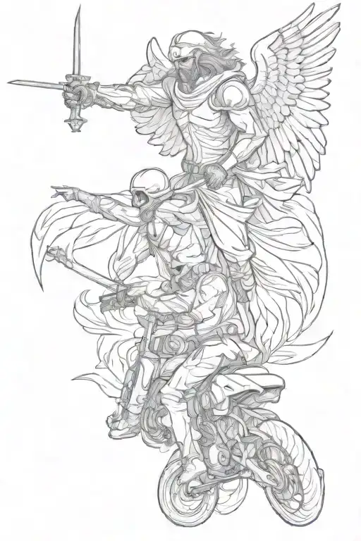 Biker Fighting With Angel Of Death