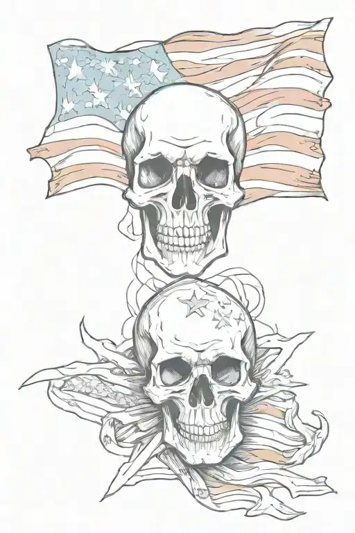 Skull And America Flag Mixed
