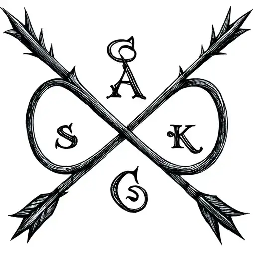 Family Infinity Symbol Arrow With Initials Of A S K K