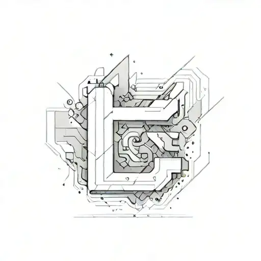 An Abstract Interpretation Of A Letter 'P' Incorporating Glitch Effects And Pixelated Elements