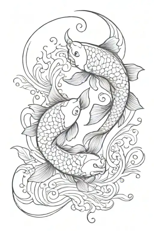 Yin And Yang Koi Fish Swimming