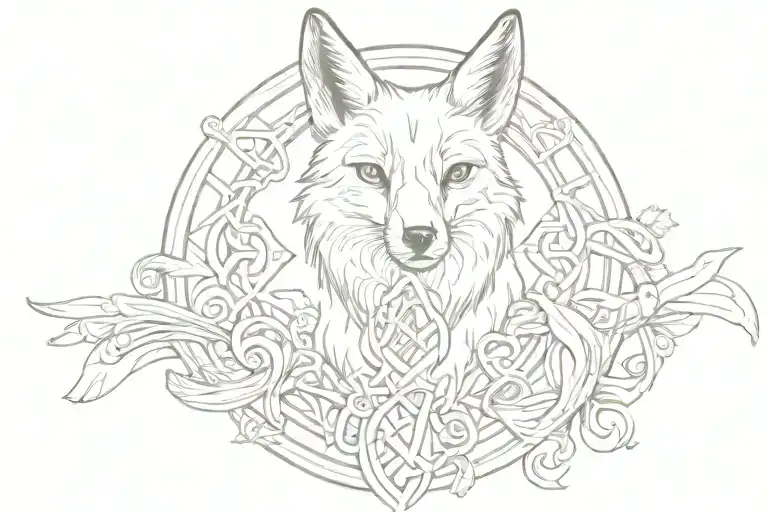 Fox Surrounded By Initals Sc And Kd In Celtic Cross