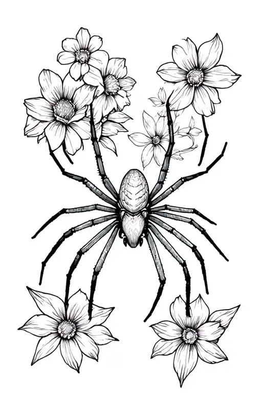 Spider With Flowers Growing