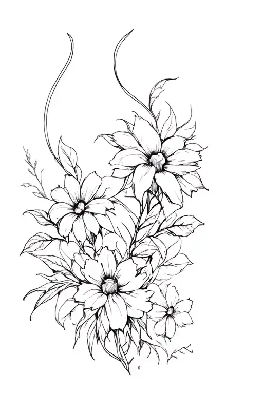 Black Widow With Flowers Growing