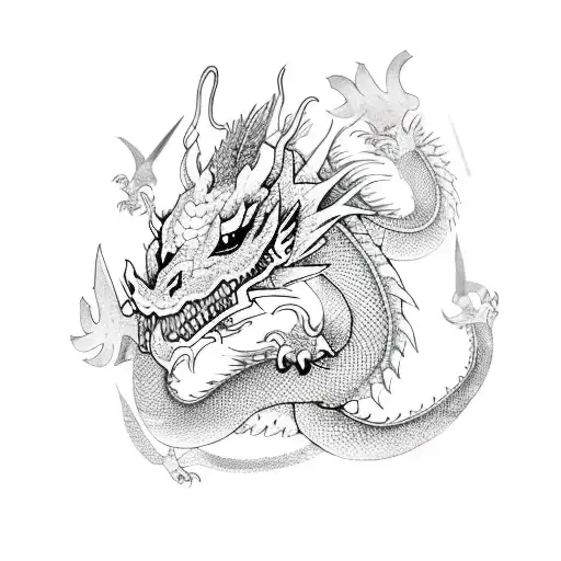Dragon With Cherry Blosson