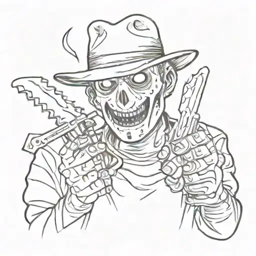 Cartoon Version Of Jason Vorhees Holding Freddy Krueger Head