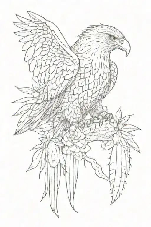 Eagle Holding A Snake On Cactus