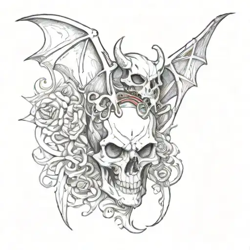 Bat Skull And Red Dagger Piercing