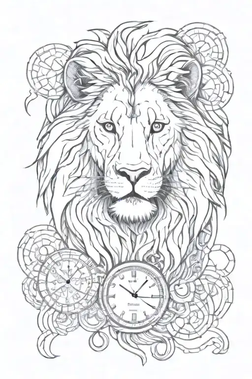 A Detailed Portrait Of A Lion Wearing A Watch And Surrounded By Money Symbols