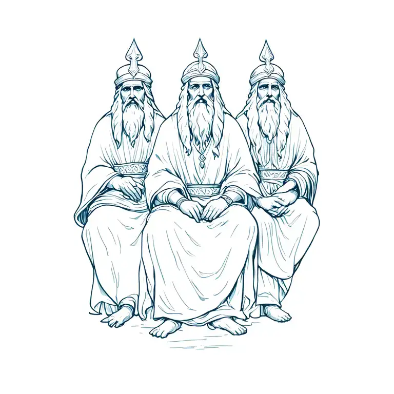 Three Wise Men Sitting Alone