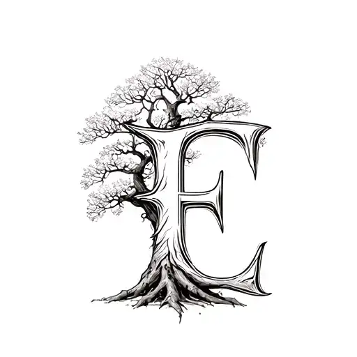 Elm Tree With Letter E Hidden In The Design