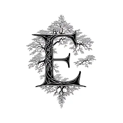 Elm Tree With Letter E Hidden Subtly In The Design