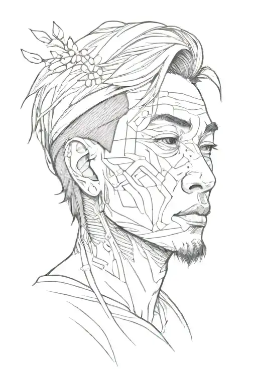 A Portrait Tattoo Of Nakahara Chuya In A Sketch Style