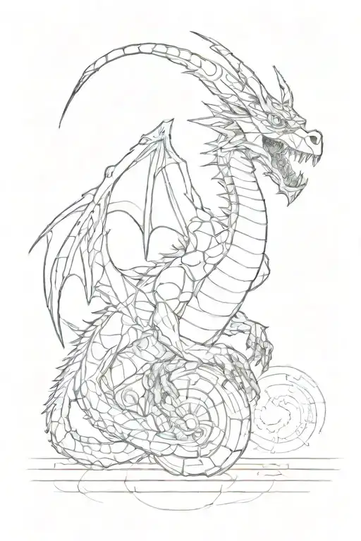 A Futuristic Engineering Blueprint Of A Dragon Breathing Fire On A Soccer Field