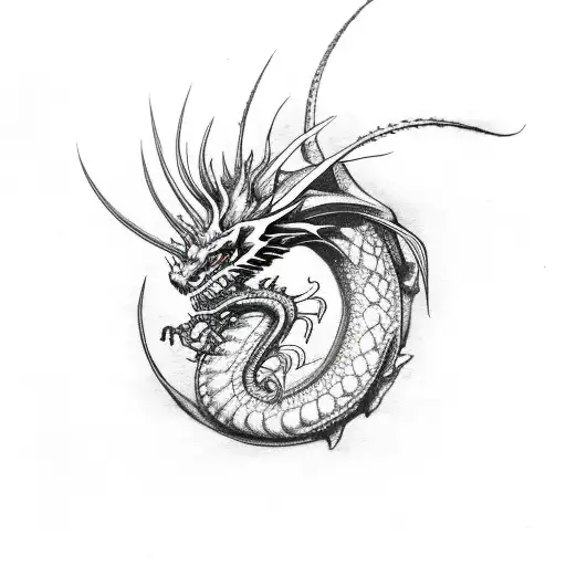 Dragon With Red Spider Lilly