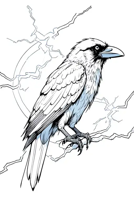 A Crow With Lightnings Sround Him