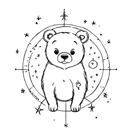 The Ursa Major Dtar Constellation With A Cute Bear Around It