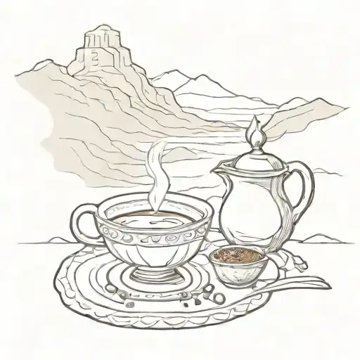 Traditional Ethiopian Coffee Ceremony With A Mountain Backdrop