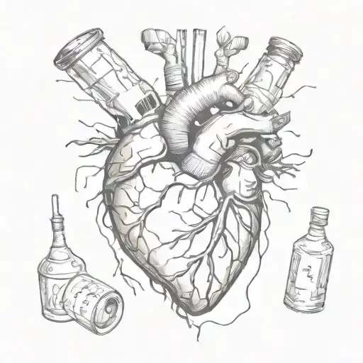 A Heart With Broken Bottles And Torn Hands Inside