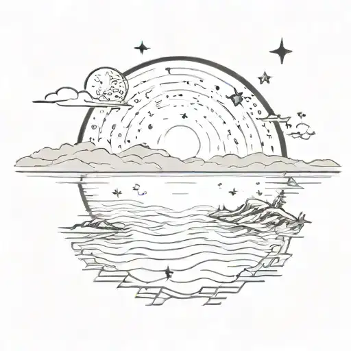 A Serene Moonlit Ocean Scene With Stars Reflecting On The Water