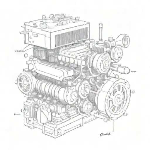Combine A Classic Car Engine With Binary Code To Symbolize The Fusion Of Old And New Technology