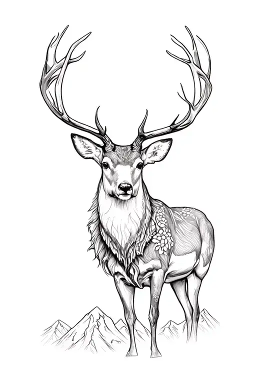 Deer With Mountian Range