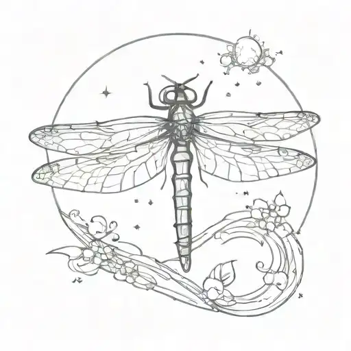 Dragonfly With Space Background
