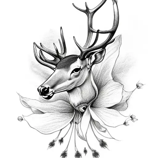 September Birth Flower With Deer Skull