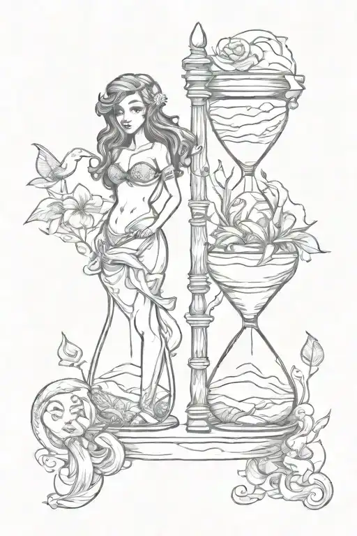 Hourglass And Mermaid On Top And Man On Bottom