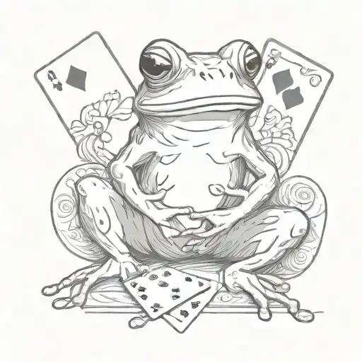 Simplistic Frog Holding Playing Cards In Its Hands