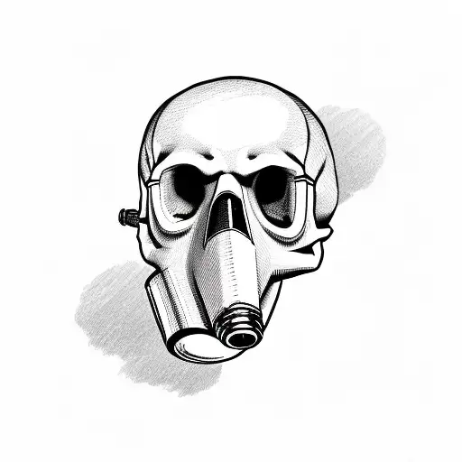 Skull Wearing A Gas Mask