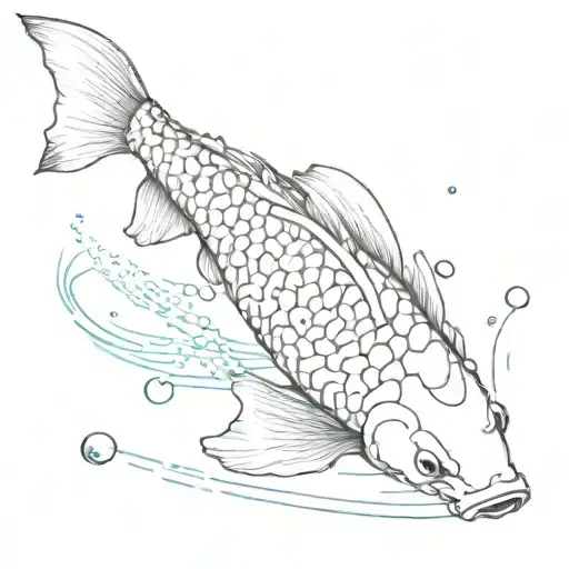 A Koi Fish With Binary Codes Written On Its Body