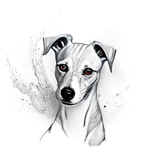 White Whippet Dog With Fully Black Eyes