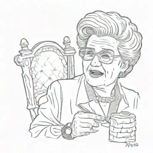 Grandma Quilting With Elvis's Face In The Background