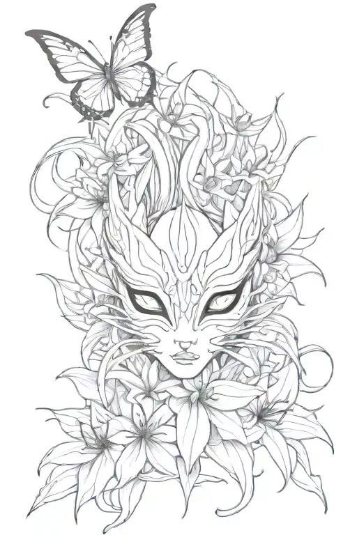 Spider Lily Norigae Kitsune Mask Butterfly Made