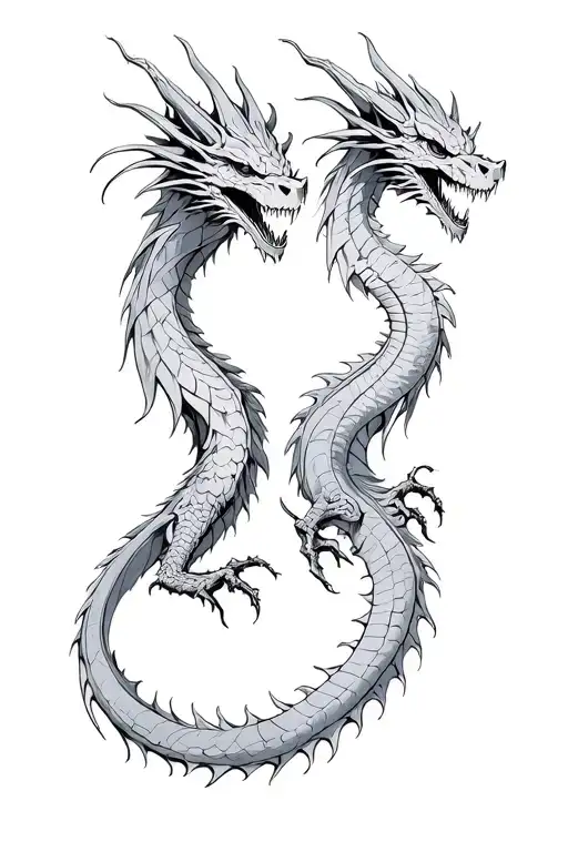 Dragon With Sculls Facing Each Other