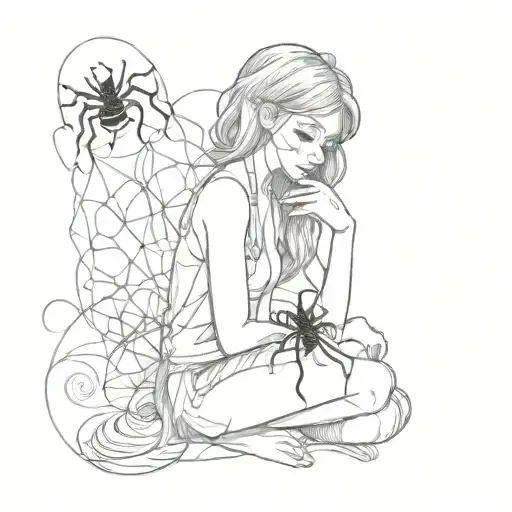 Girl In Love With A Spider Stamp Design
